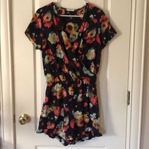 Navy and Floral Romper